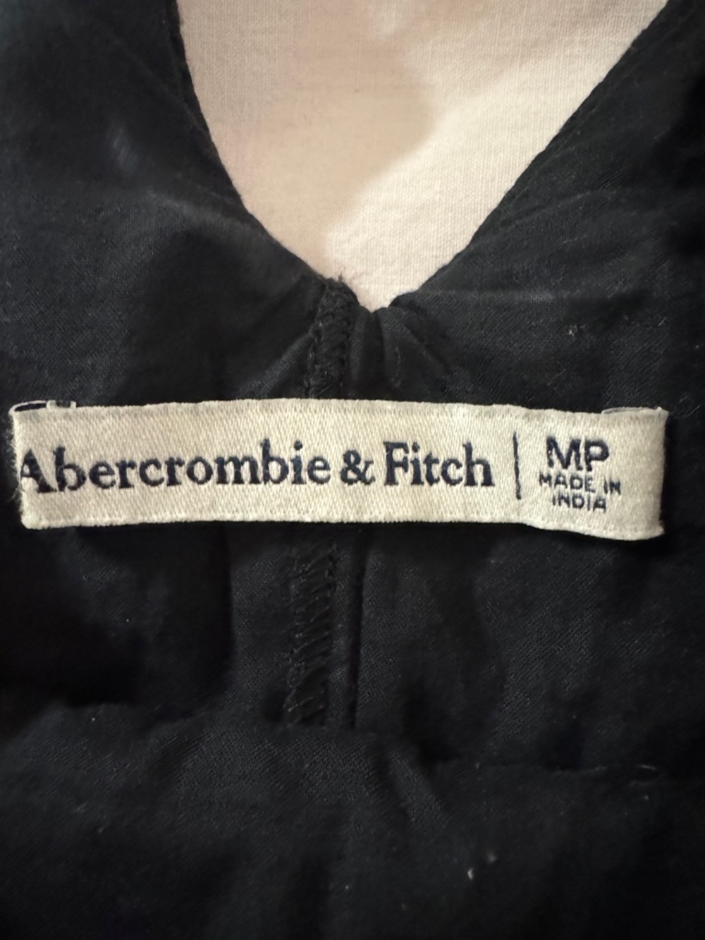 Abercrombie & Fitch Linen Cotton Blend Black Dress with White Floral Detail - Picture 2 of 4